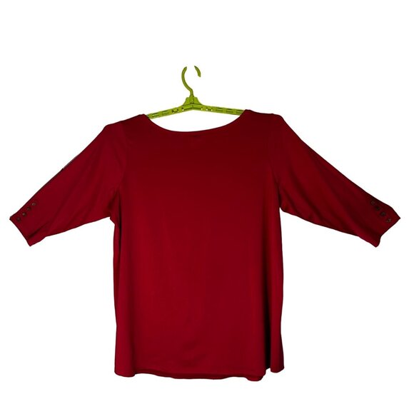 Susan Graver Women's Liquid Knit Hot Pink 3/4 Sleeve with Button Detail 2X - Picture 2 of 10